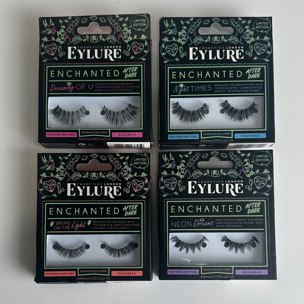Eylure Enchanted After Dark Lashes - Black 4 Set lot
